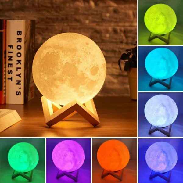 Led Moon 3D Lamp with Battery – 8 Color (15cm)