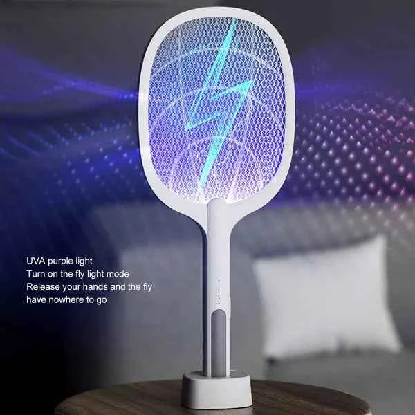 Rechargeable Electric Mosquito Killer Racket 2 In 1 Led Flashlight